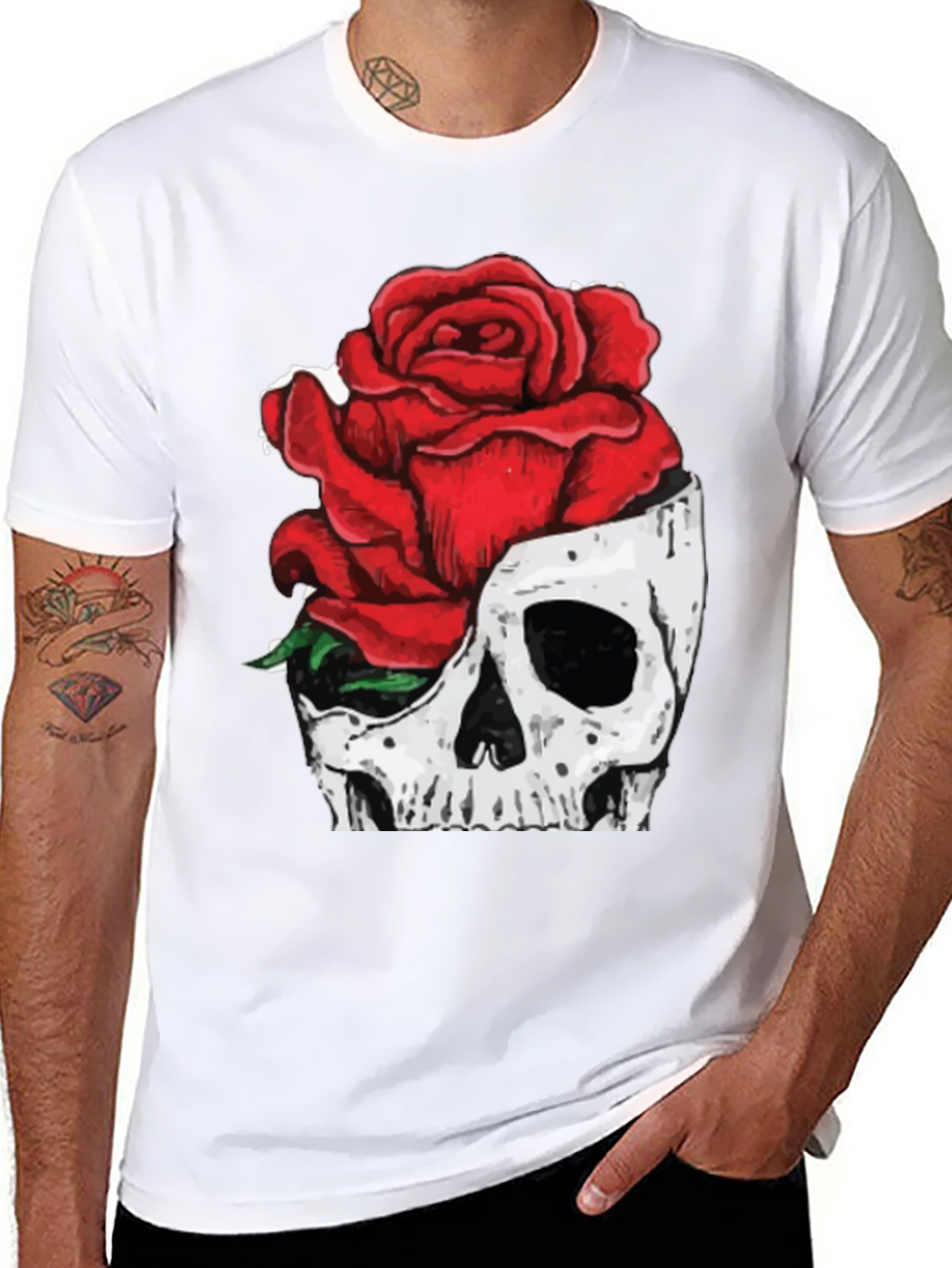 Skull & Rose Graphic Tee - Black