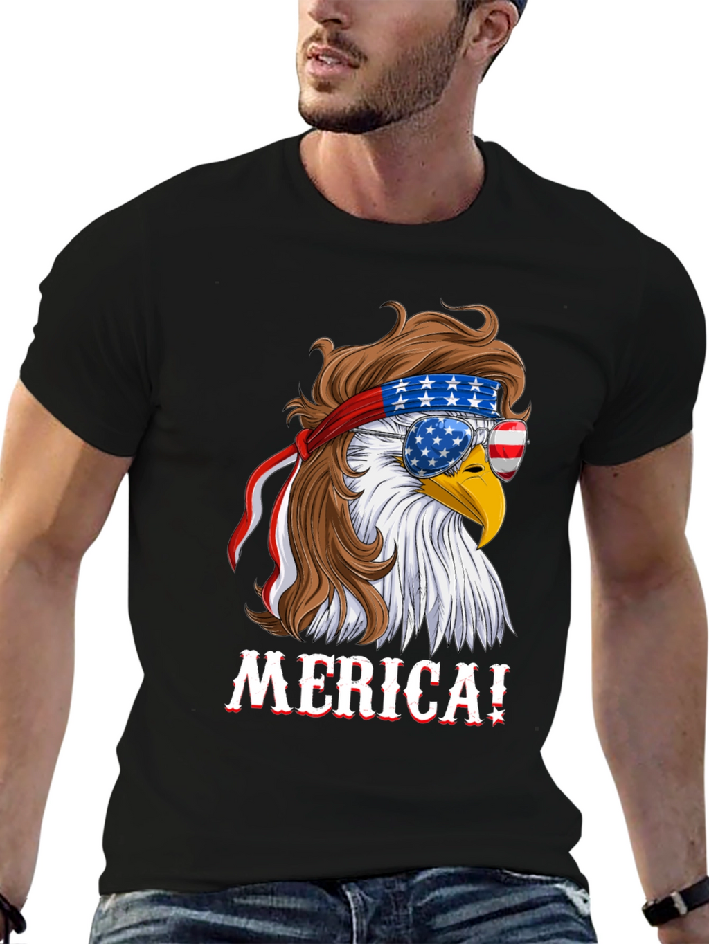 American Eagle T-Shirt Patriotic Merica Design