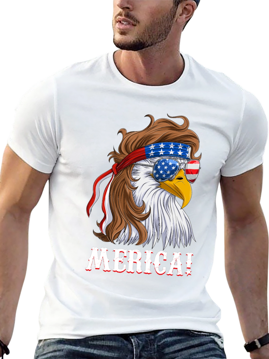 American Eagle T-Shirt Patriotic Merica Design