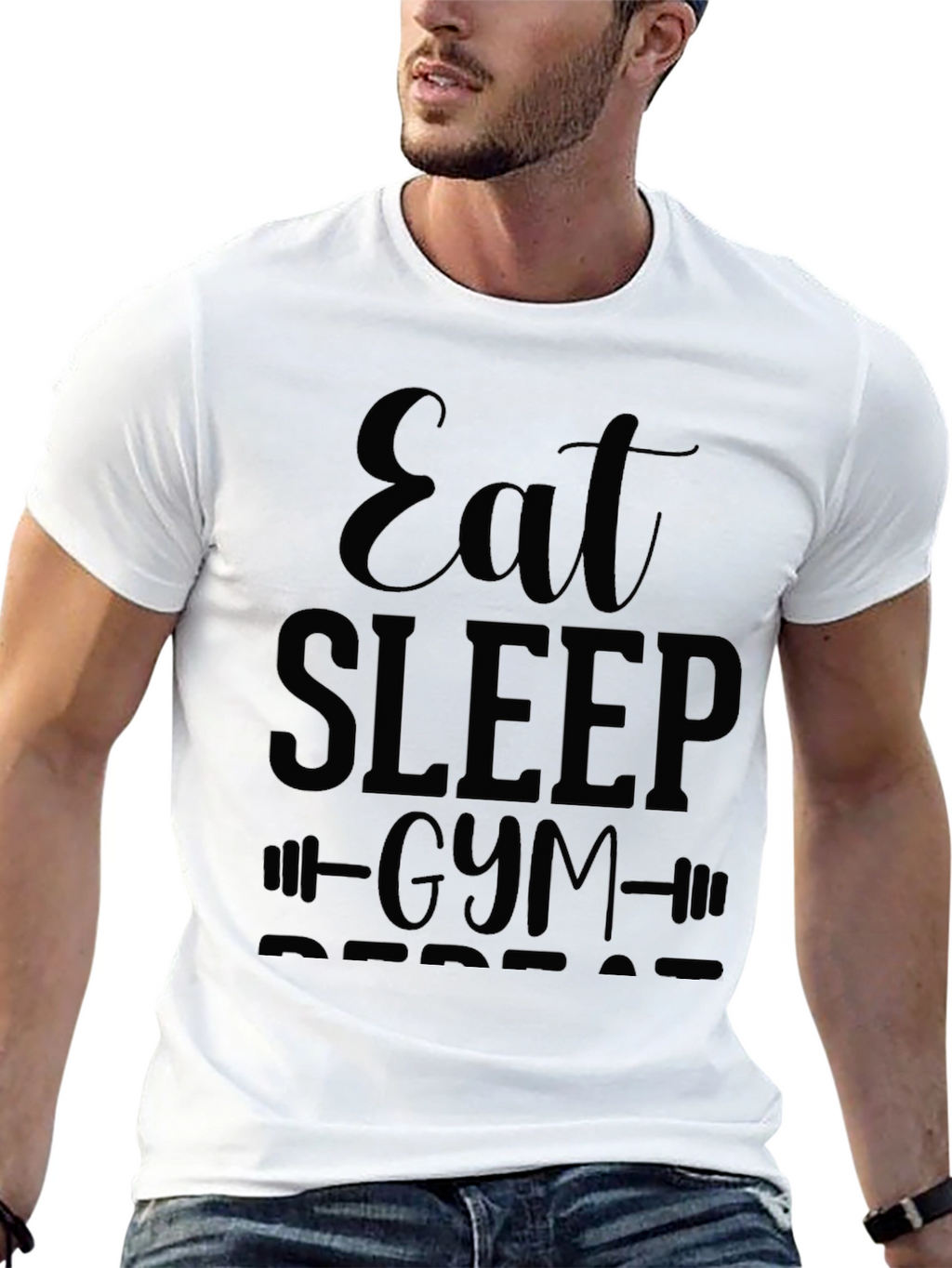Eat Sleep Gym Repeat Black T-Shirt