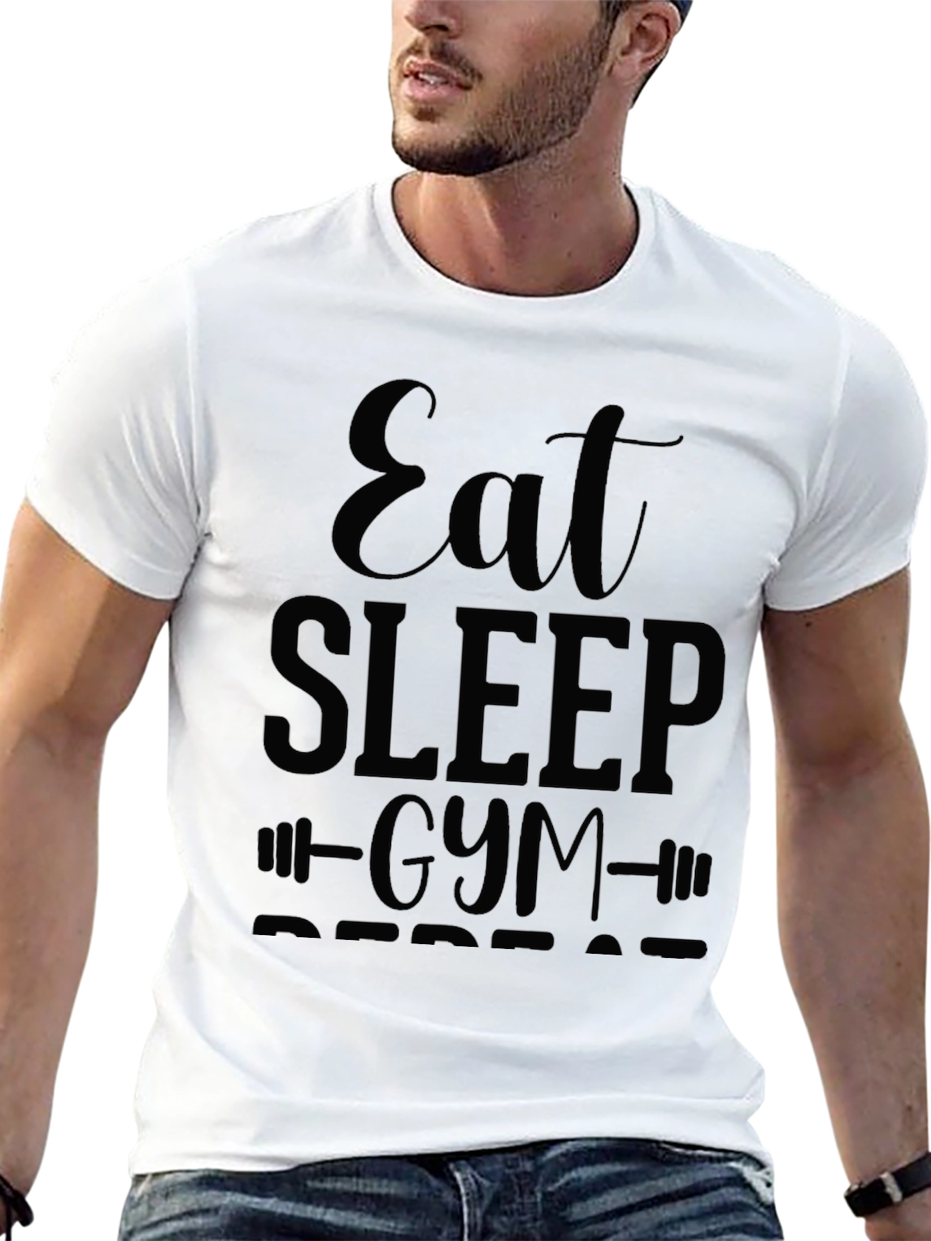 Eat Sleep Gym Repeat Black T-Shirt
