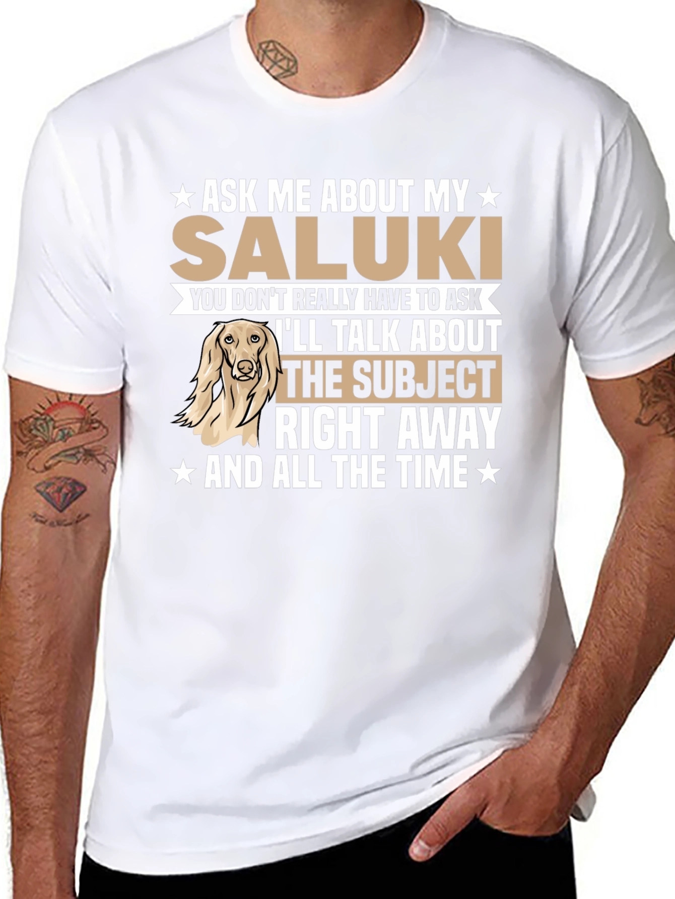 Saluki Dog Lover T-Shirt - Ask Me About My Saluki!