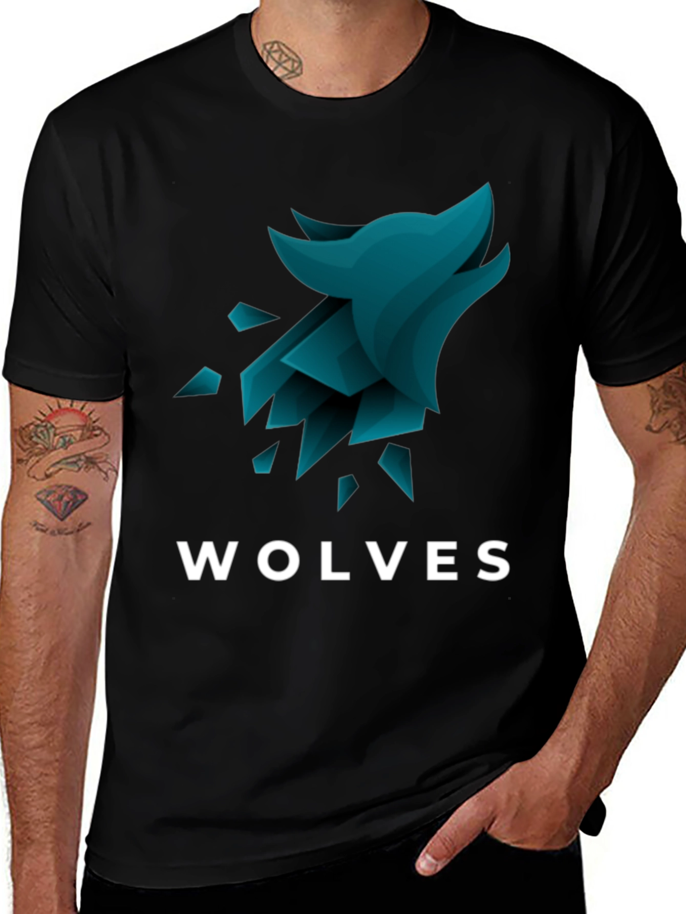 Wolves Graphic Tee - Stylish Mens Black T-Shirt
