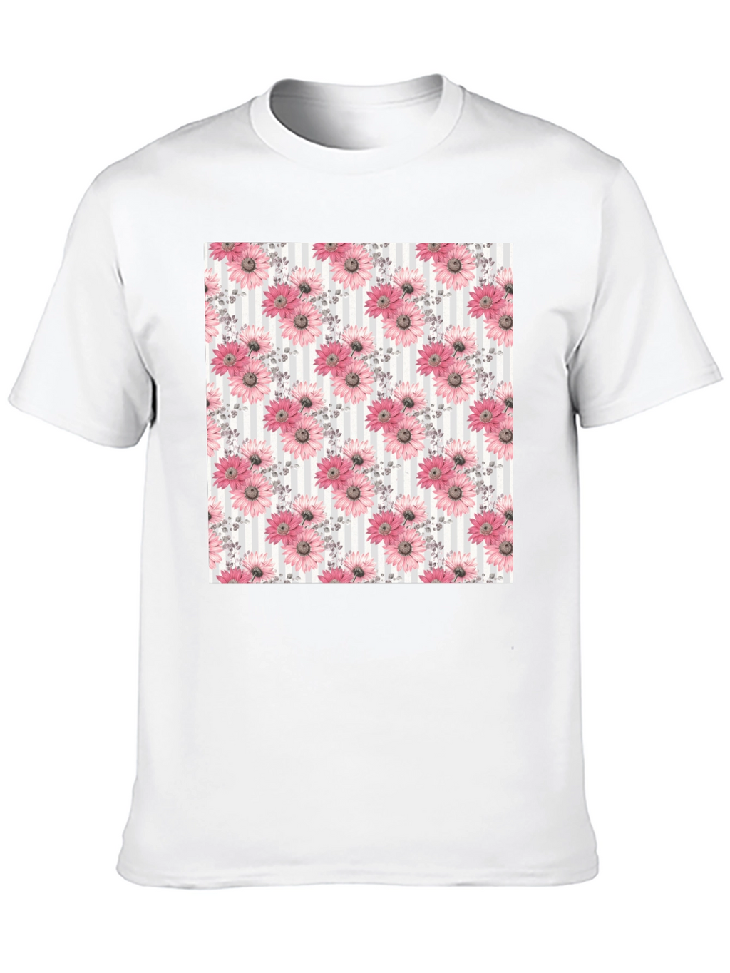 Floral Pattern Mens Black Tee