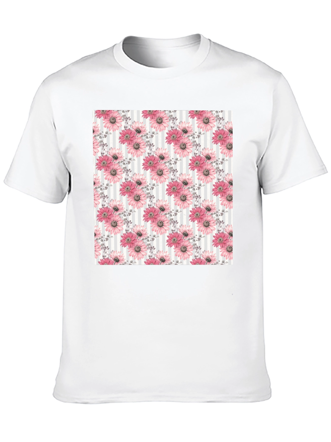 Floral Pattern Mens Black Tee