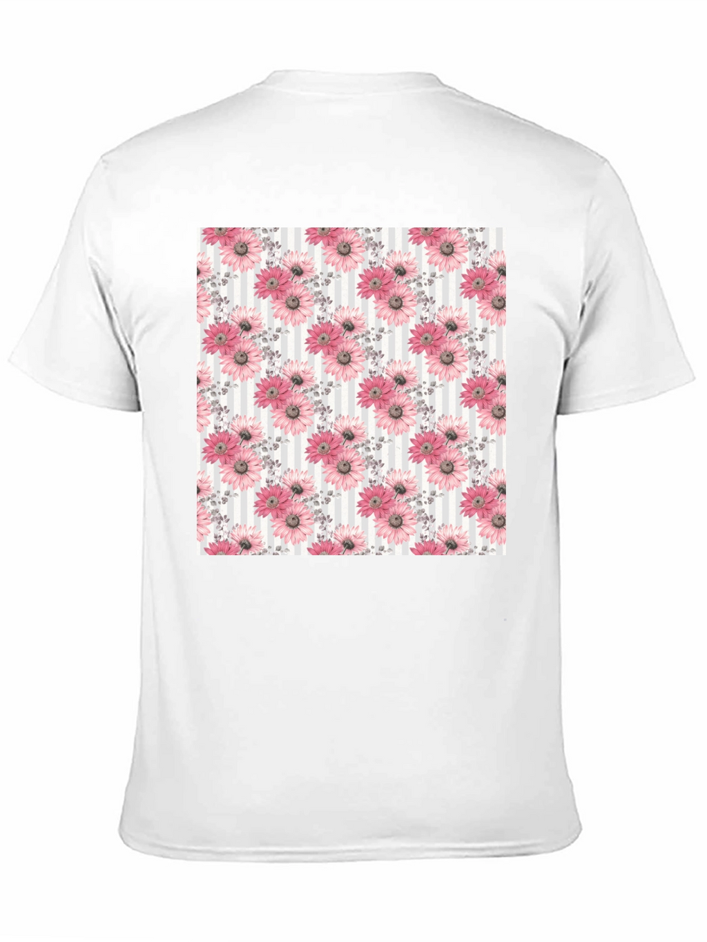 Floral Pattern Mens Black Tee