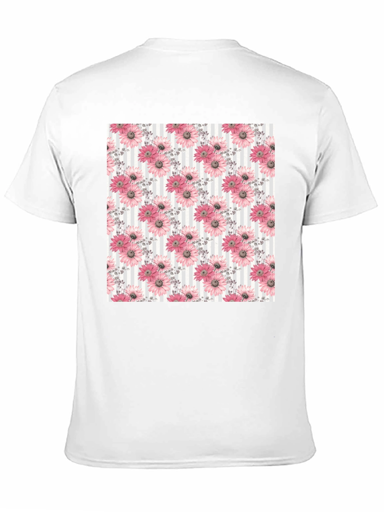 Floral Pattern Mens Black Tee