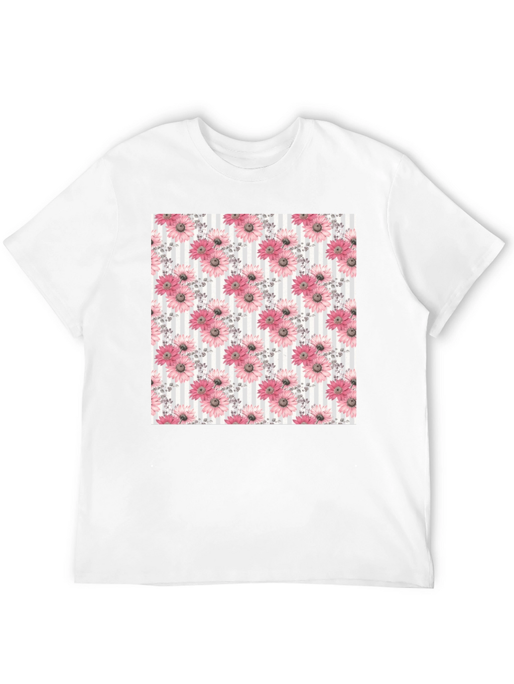 Floral Pattern Mens Black Tee