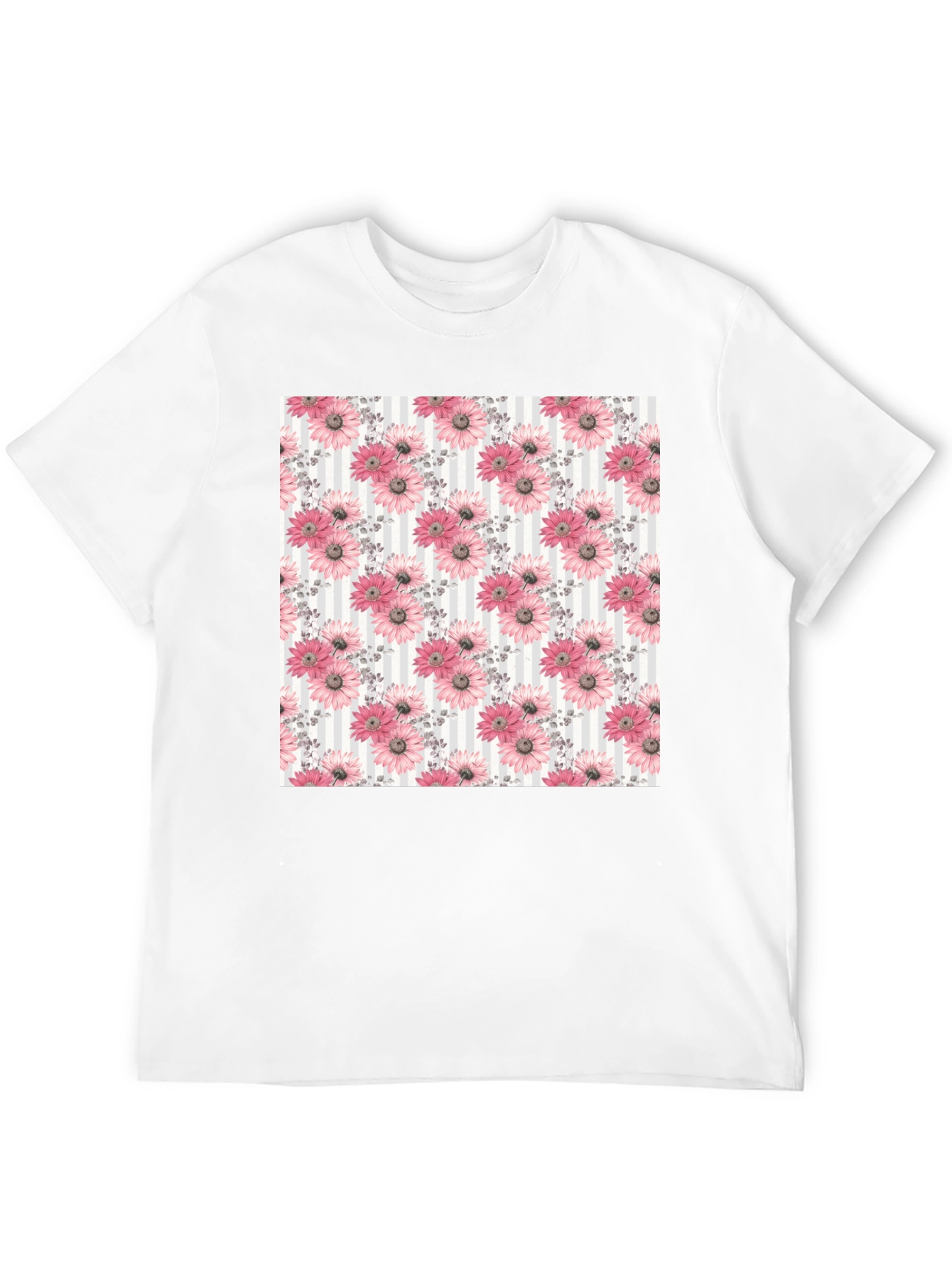 Floral Pattern Mens Black Tee
