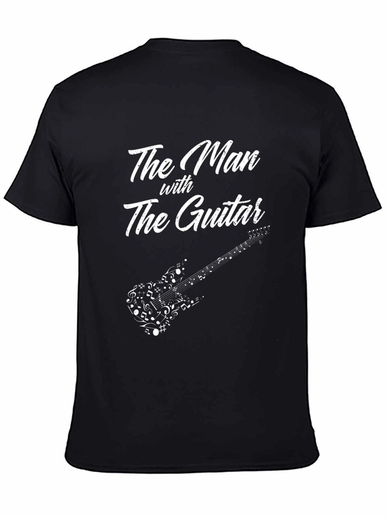 The Man with The Guitar T-Shirt - Music Notes Design
