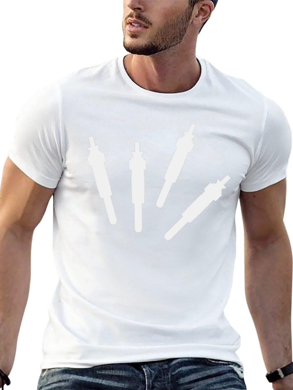 Cool Black T-Shirt with Spark Plug Design