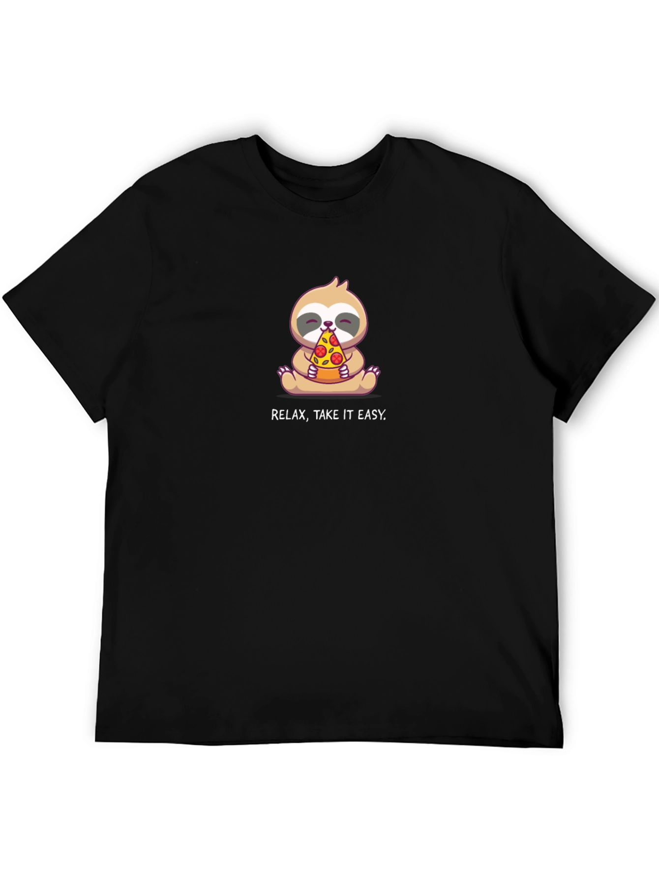 Relax Take It Easy Sloth Pizza T-Shirt