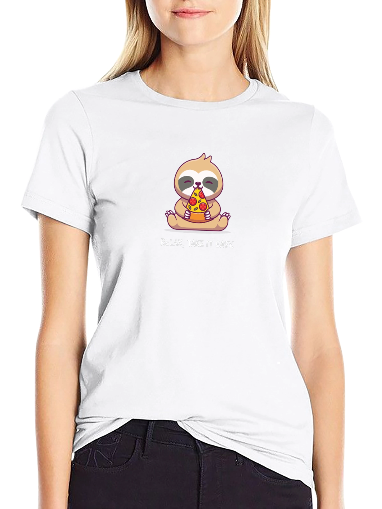 Relax Take It Easy Sloth Pizza T-Shirt