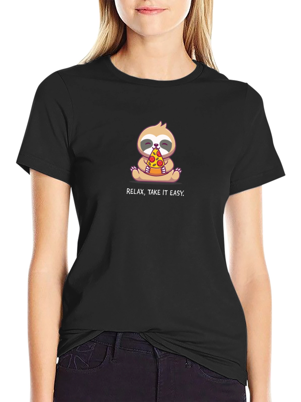 Relax Take It Easy Sloth Pizza T-Shirt