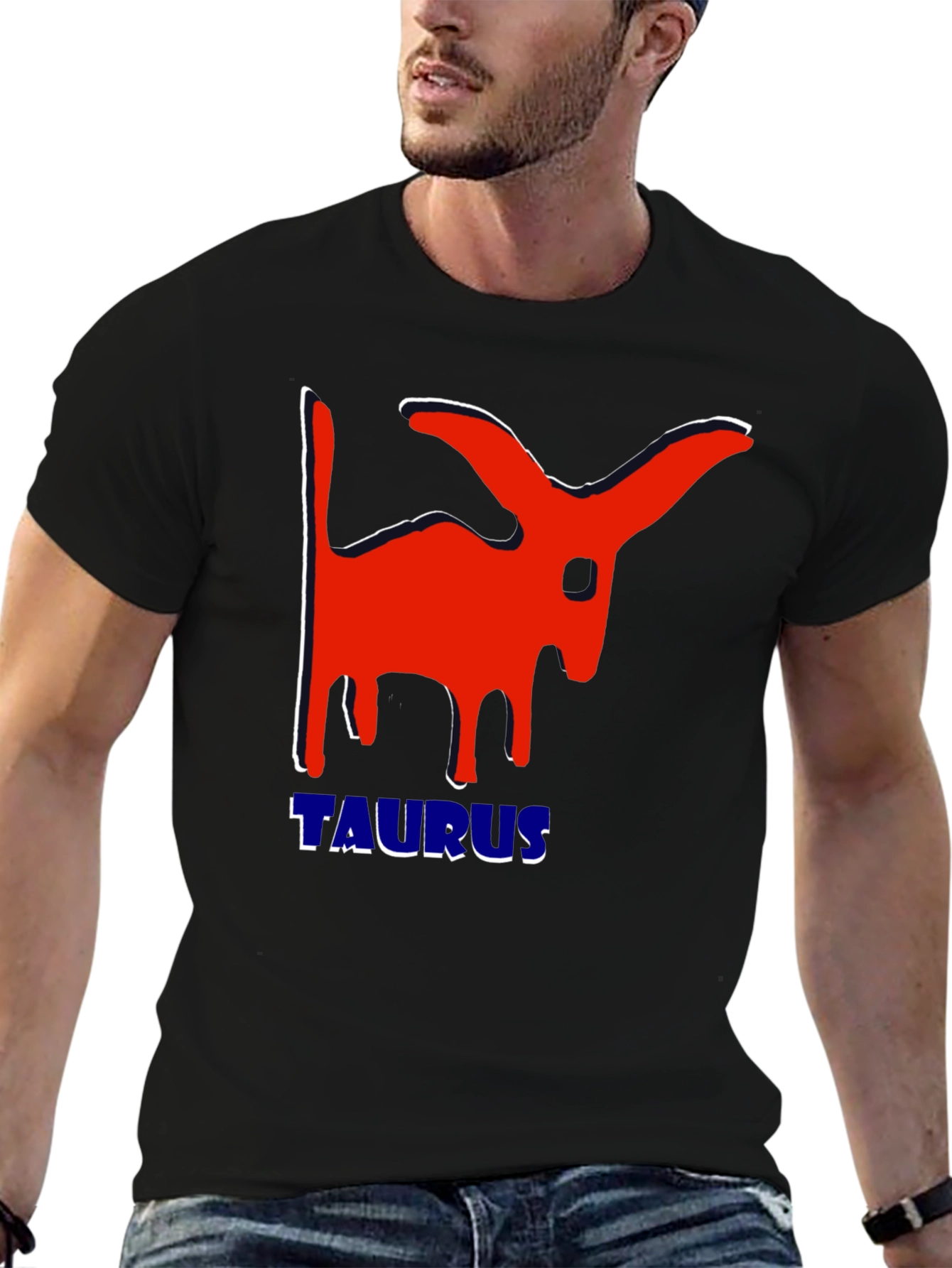 Taurus Zodiac Sign Graphic T-Shirt - Black