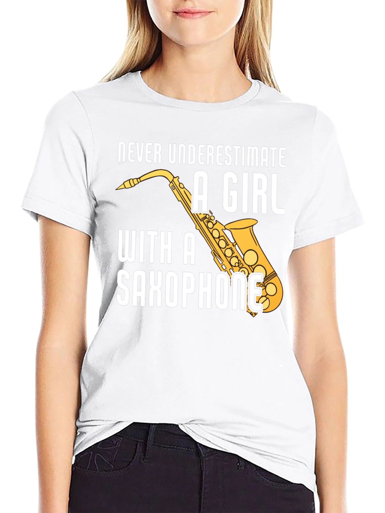 Saxophone Girl Graphic Tee - Music Lover T-Shirt