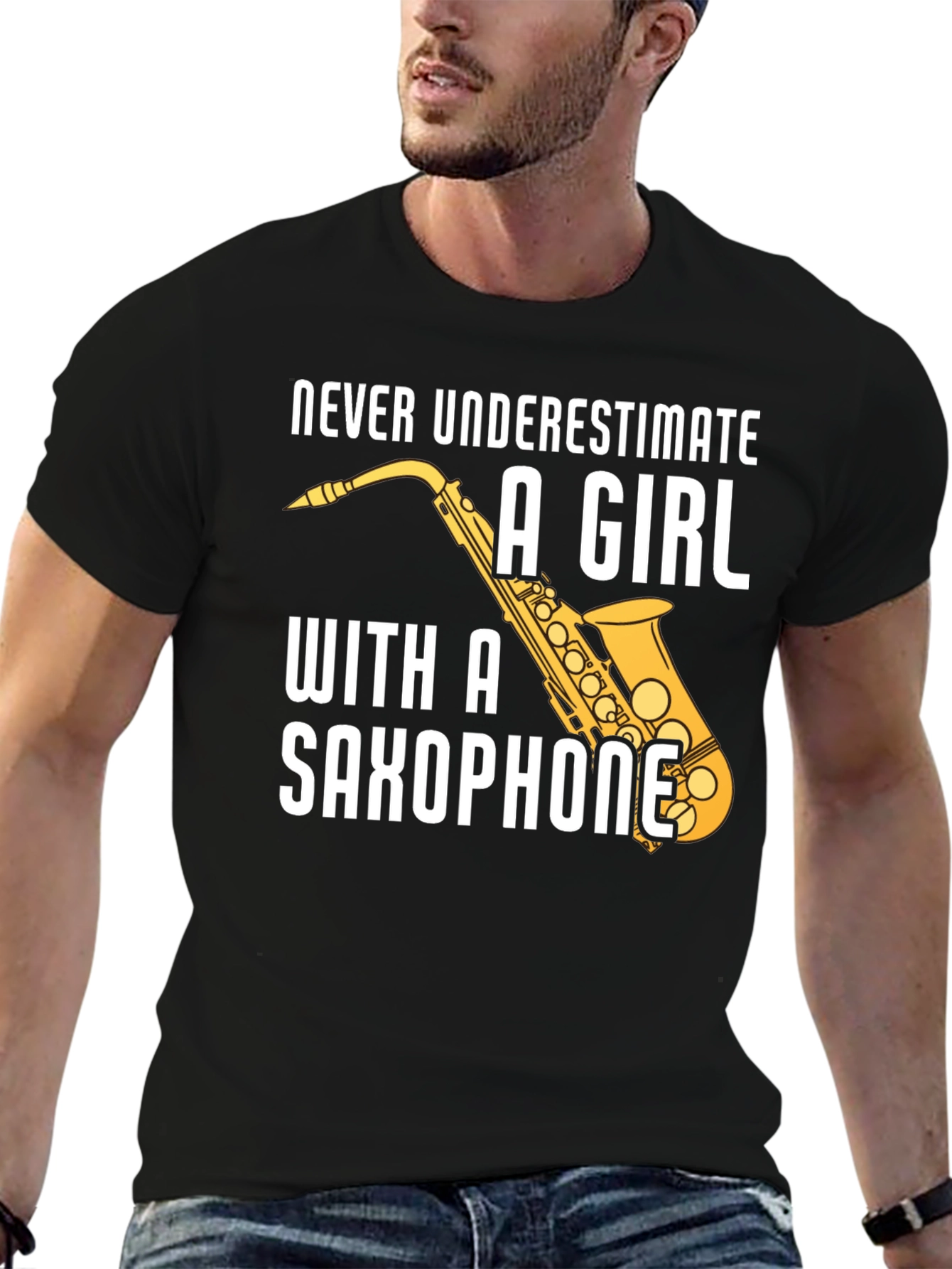 Saxophone Girl Graphic Tee - Music Lover T-Shirt