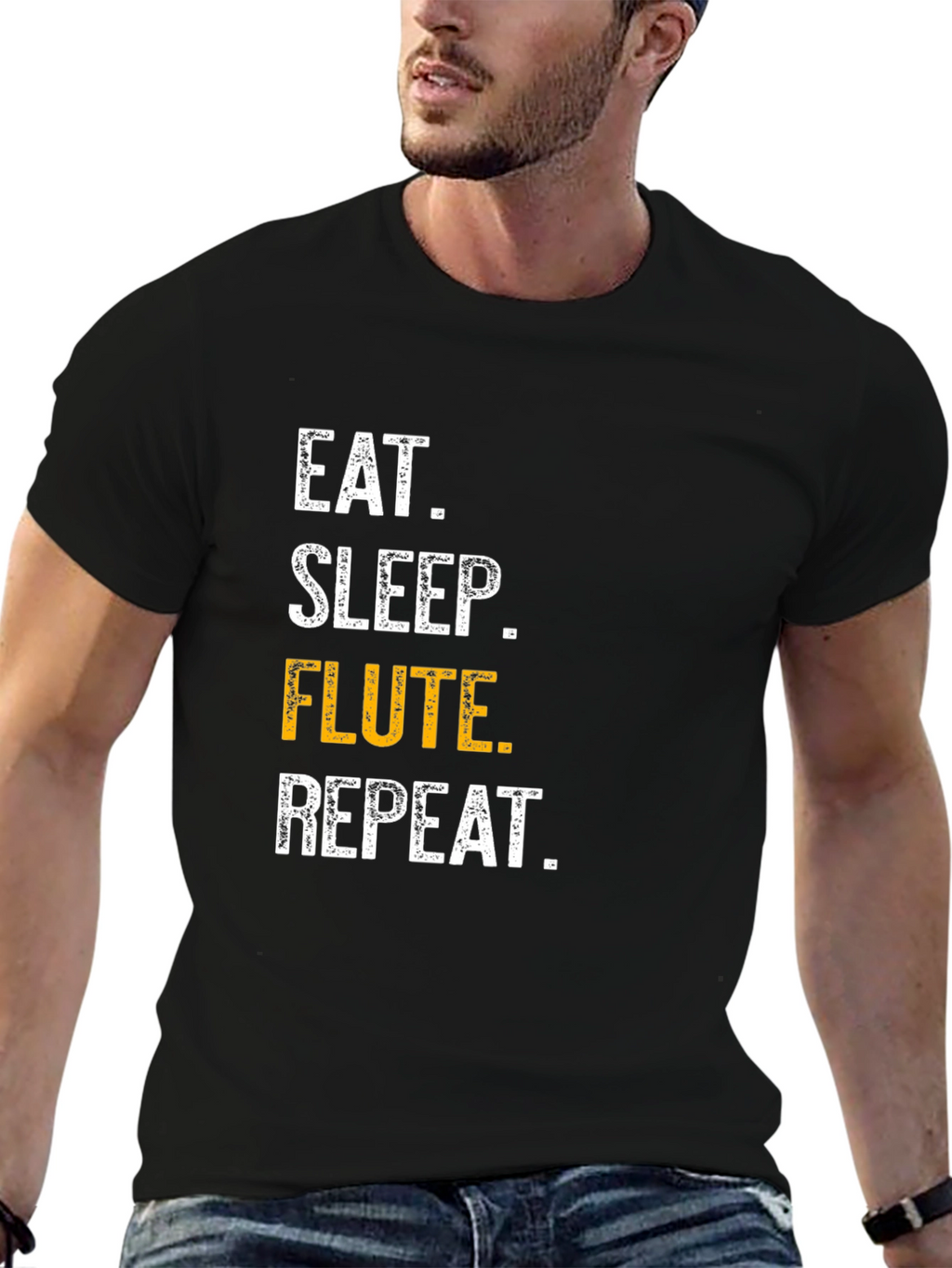 Eat Sleep Flute Repeat Black T-Shirt
