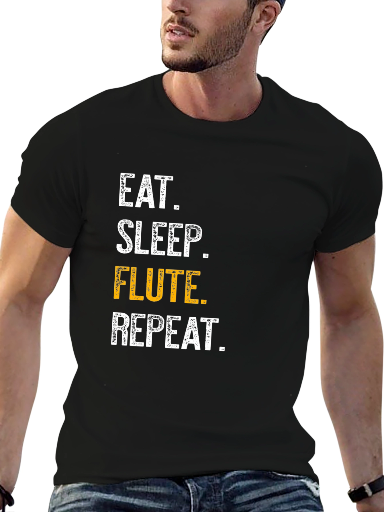 Eat Sleep Flute Repeat Black T-Shirt
