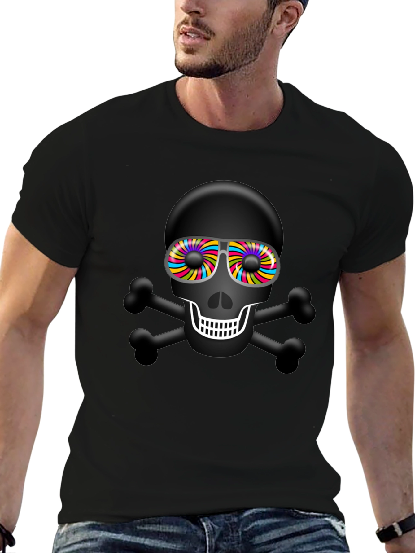 Skull & Crossbones T-Shirt: Psychedelic Sunglasses