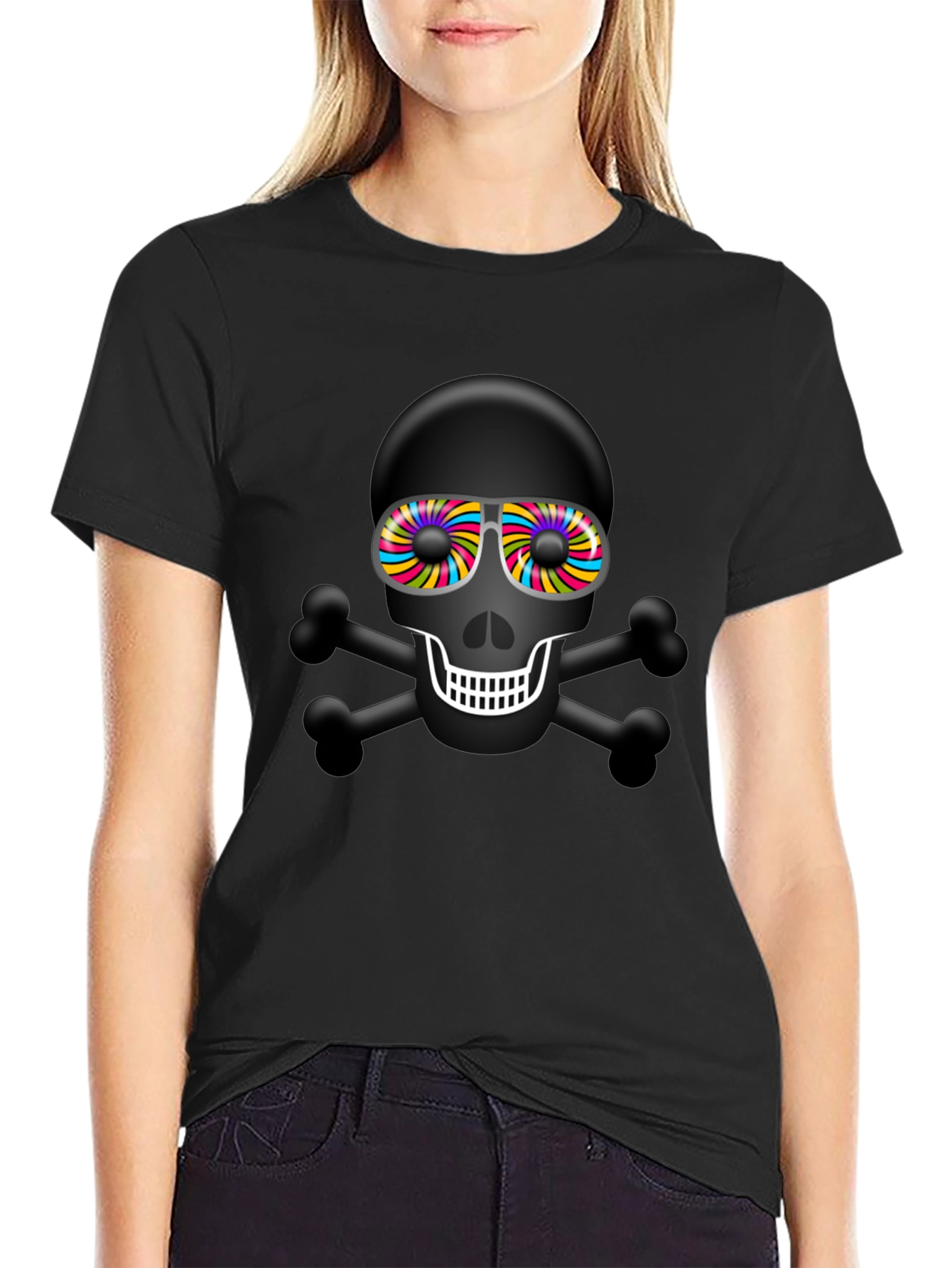 Skull & Crossbones T-Shirt: Psychedelic Sunglasses