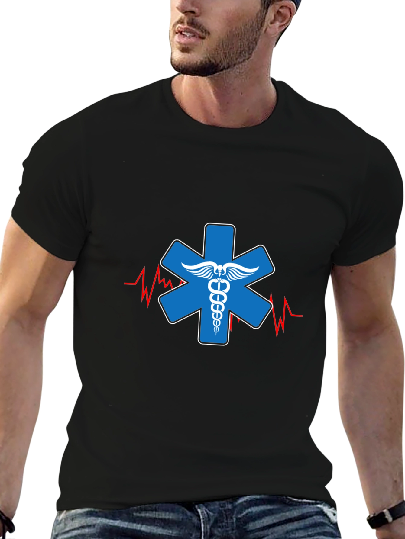 EMT Star of Life T-Shirt - Black Cotton