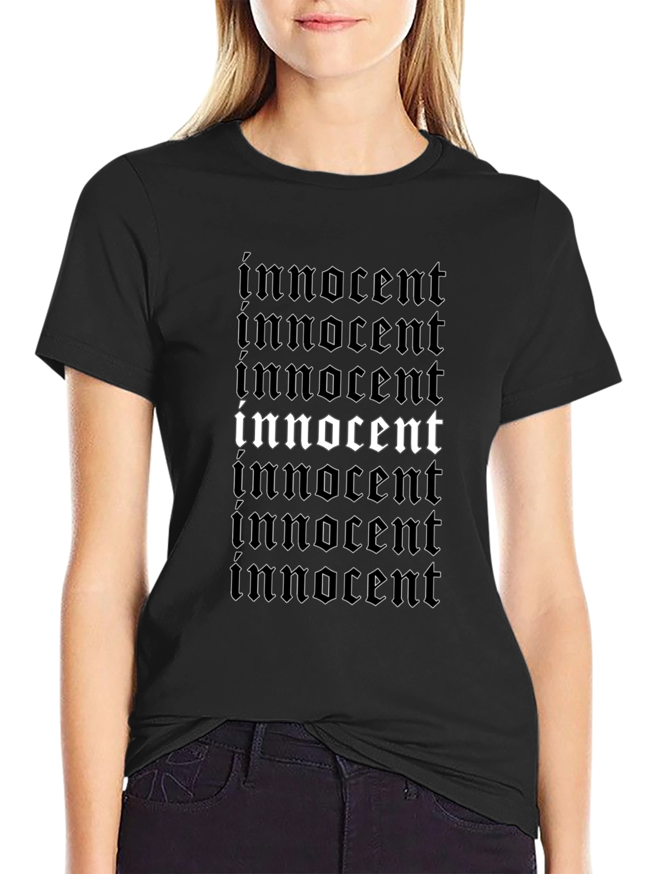 Innocent Graphic Tee - Black Stylish Print T-Shirt