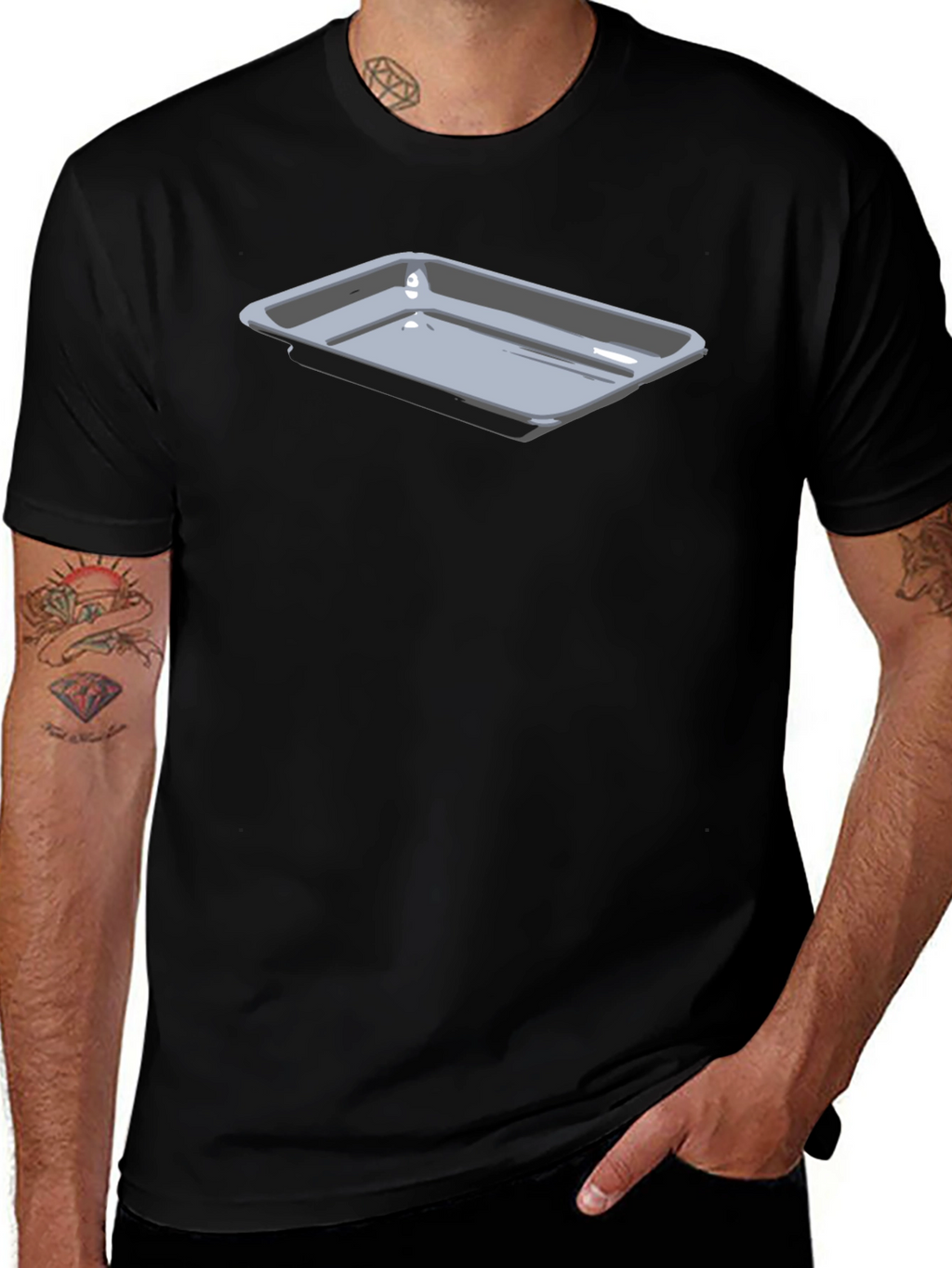 Mens Black T-Shirt with Tray Design
