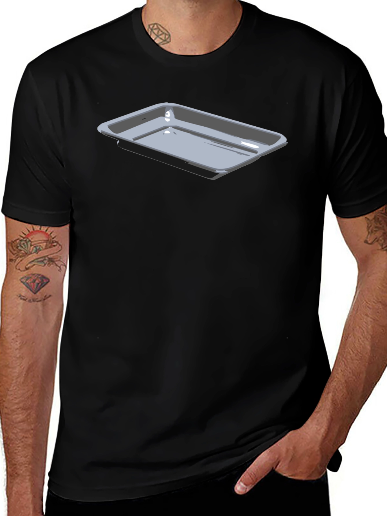 Mens Black T-Shirt with Tray Design