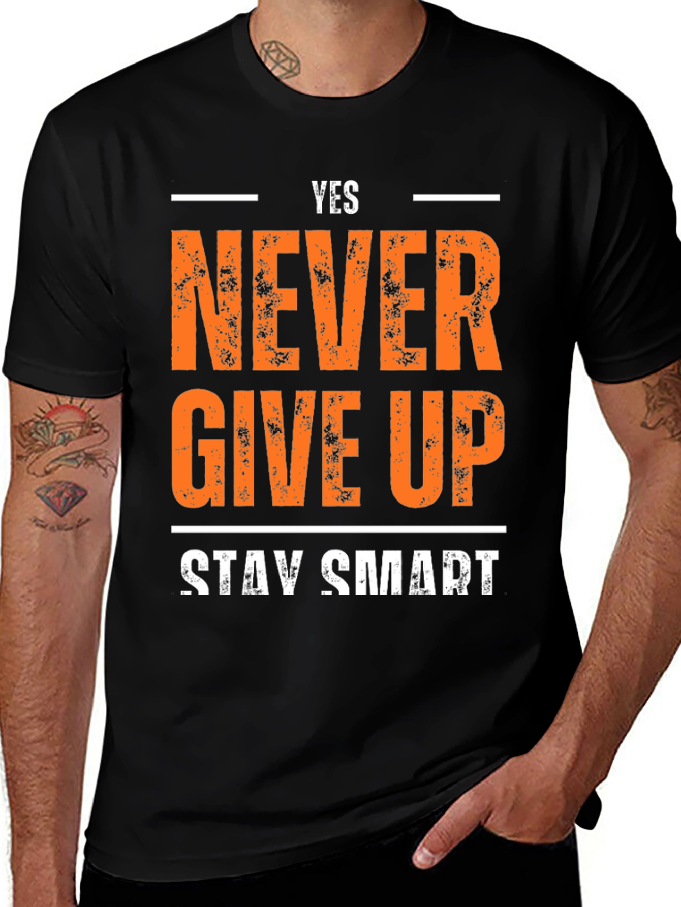 Yes Never Give Up T-Shirt - Motivational Design