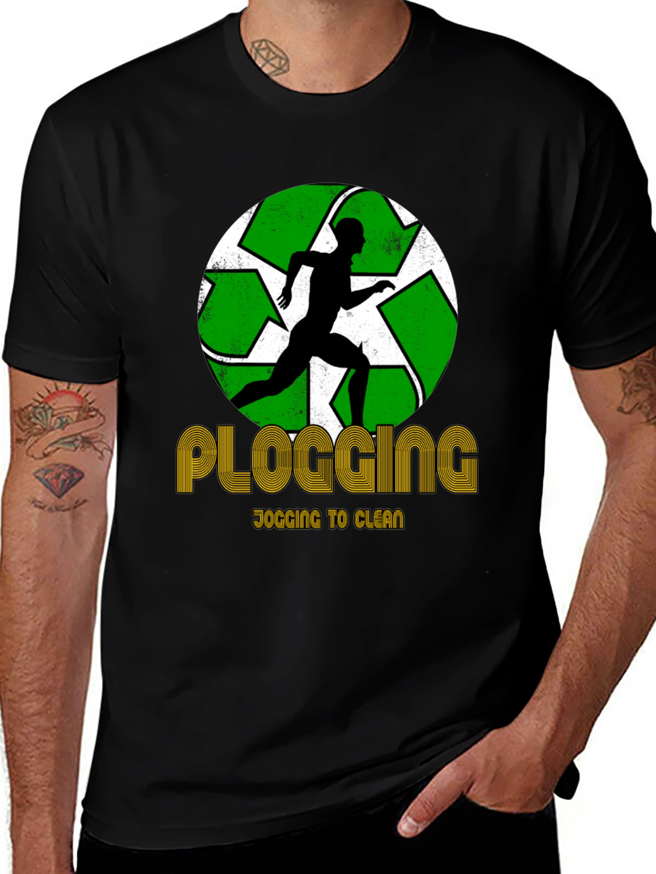 Plogging T-Shirt: Jogging to Clean Earth Graphic Tee