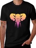 Retro Elephant Graphic Tee - Black