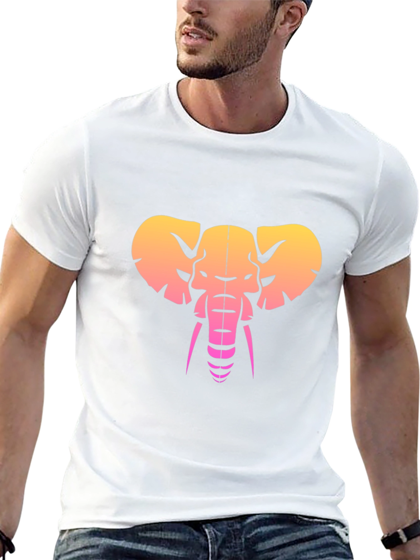 Retro Elephant Graphic Tee - Black