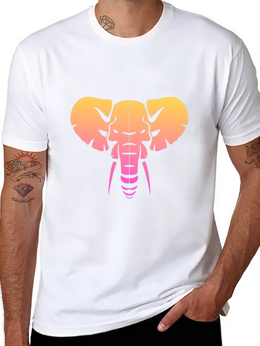 Retro Elephant Graphic Tee - Black