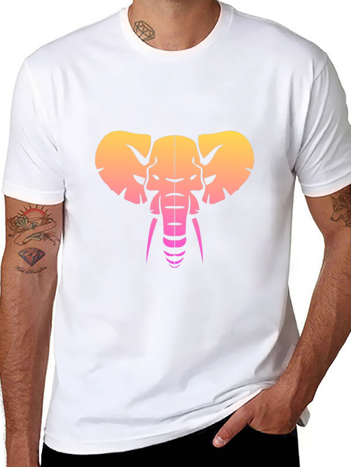 Retro Elephant Graphic Tee - Black