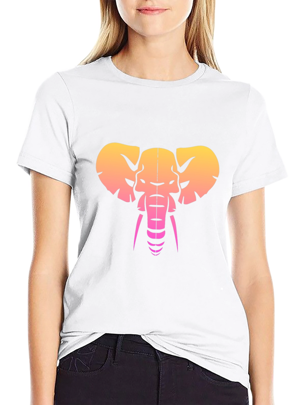 Retro Elephant Graphic Tee - Black