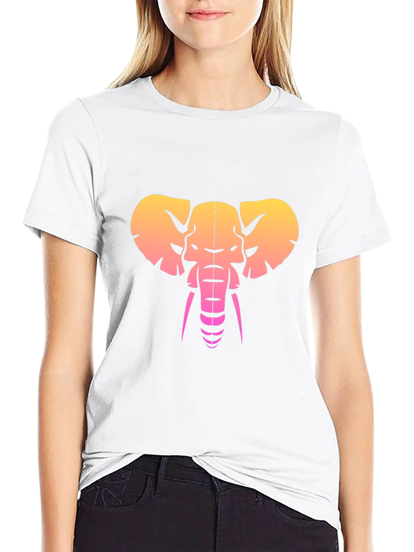 Retro Elephant Graphic Tee - Black