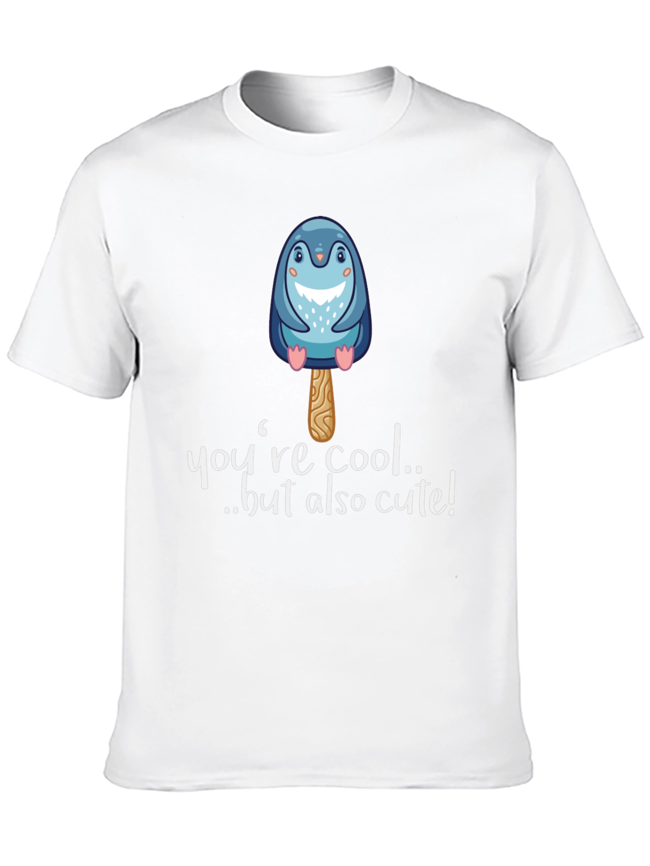 Cute Penguin Popsicle Graphic Black T-Shirt