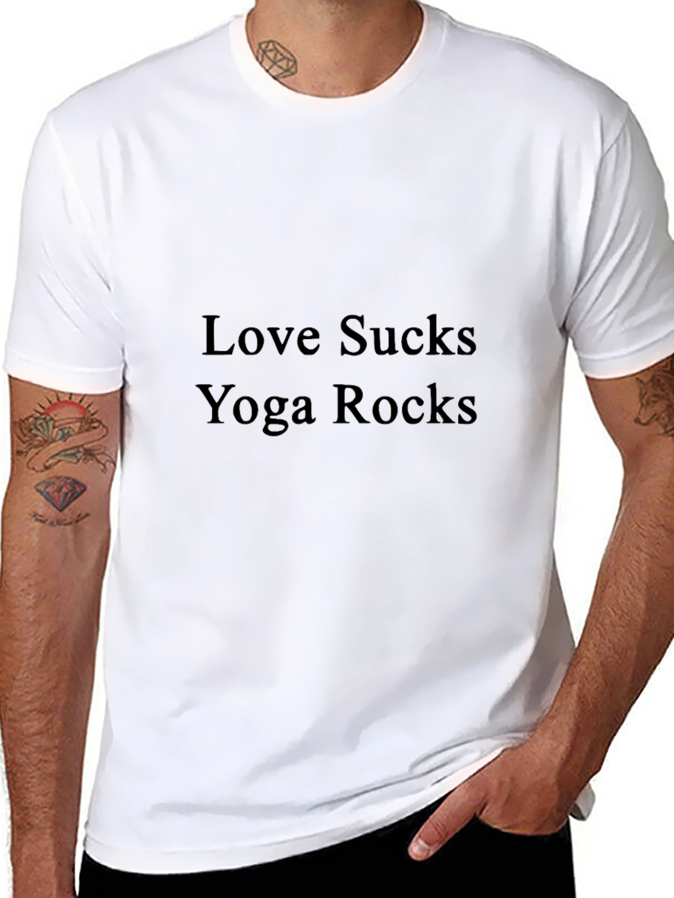 Love Sucks Yoga Rocks Black T-Shirt