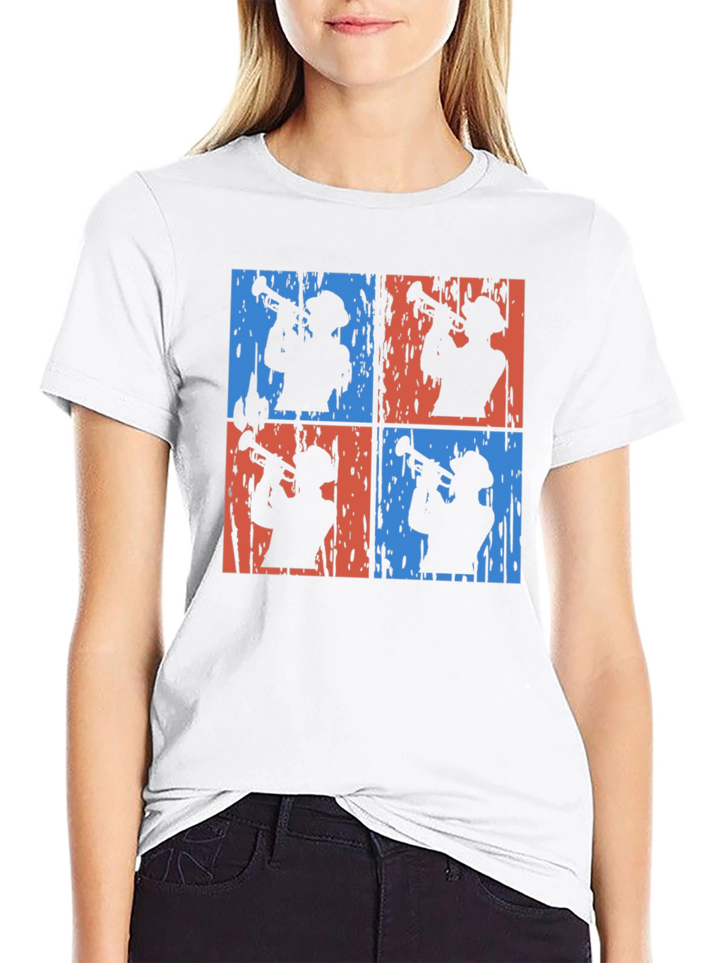 Retro Trumpet Player Graphic Tee - Black