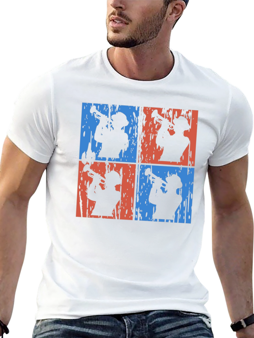 Retro Trumpet Player Graphic Tee - Black
