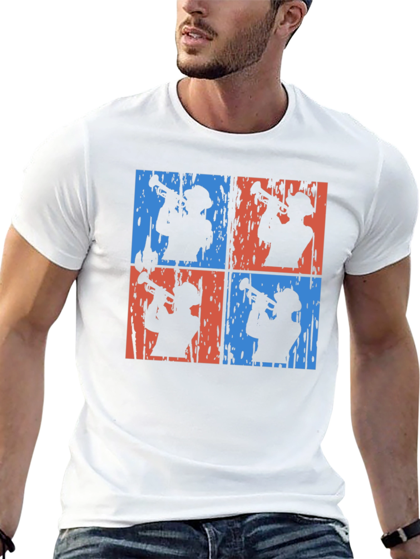 Retro Trumpet Player Graphic Tee - Black