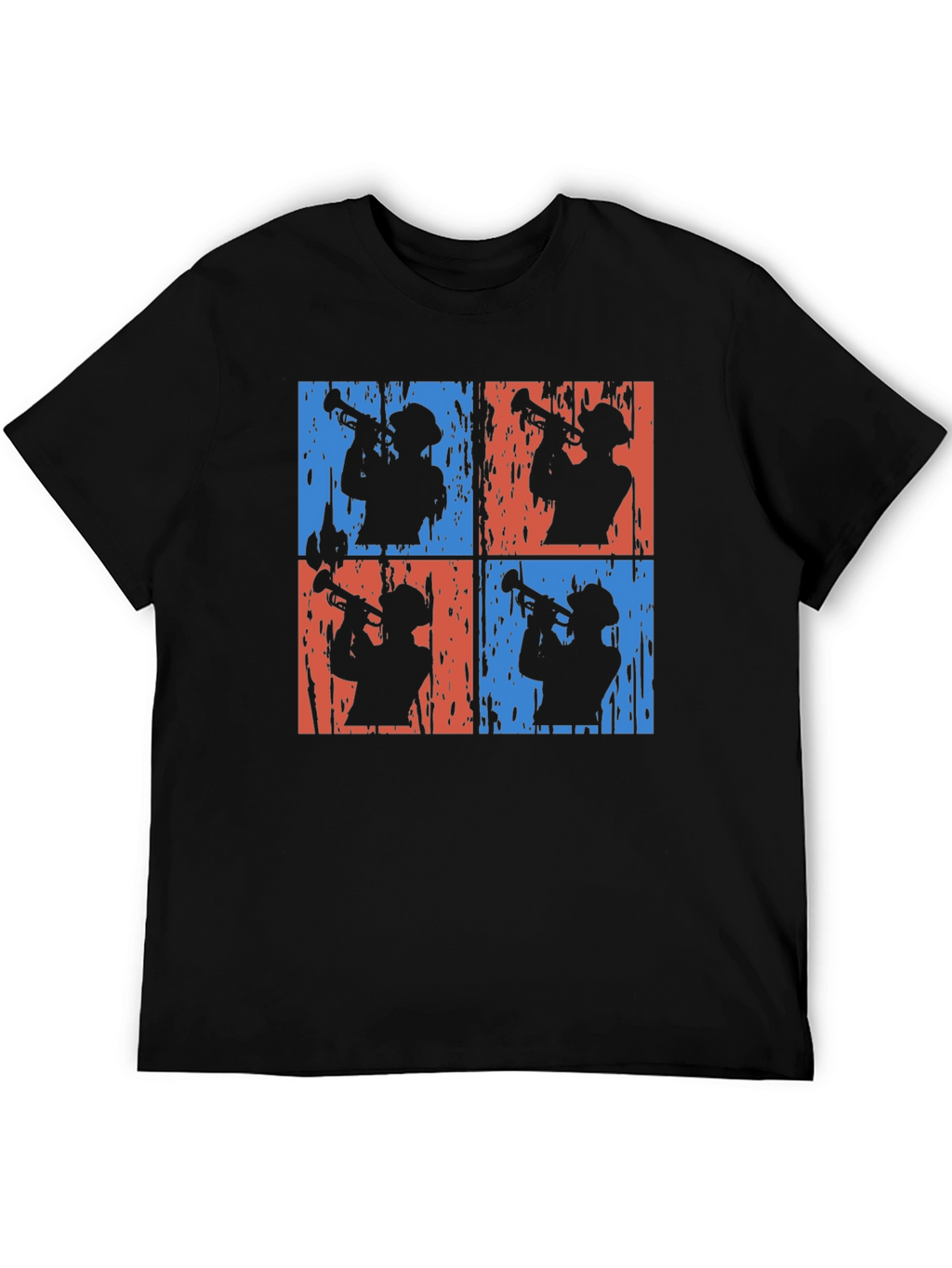 Retro Trumpet Player Graphic Tee - Black