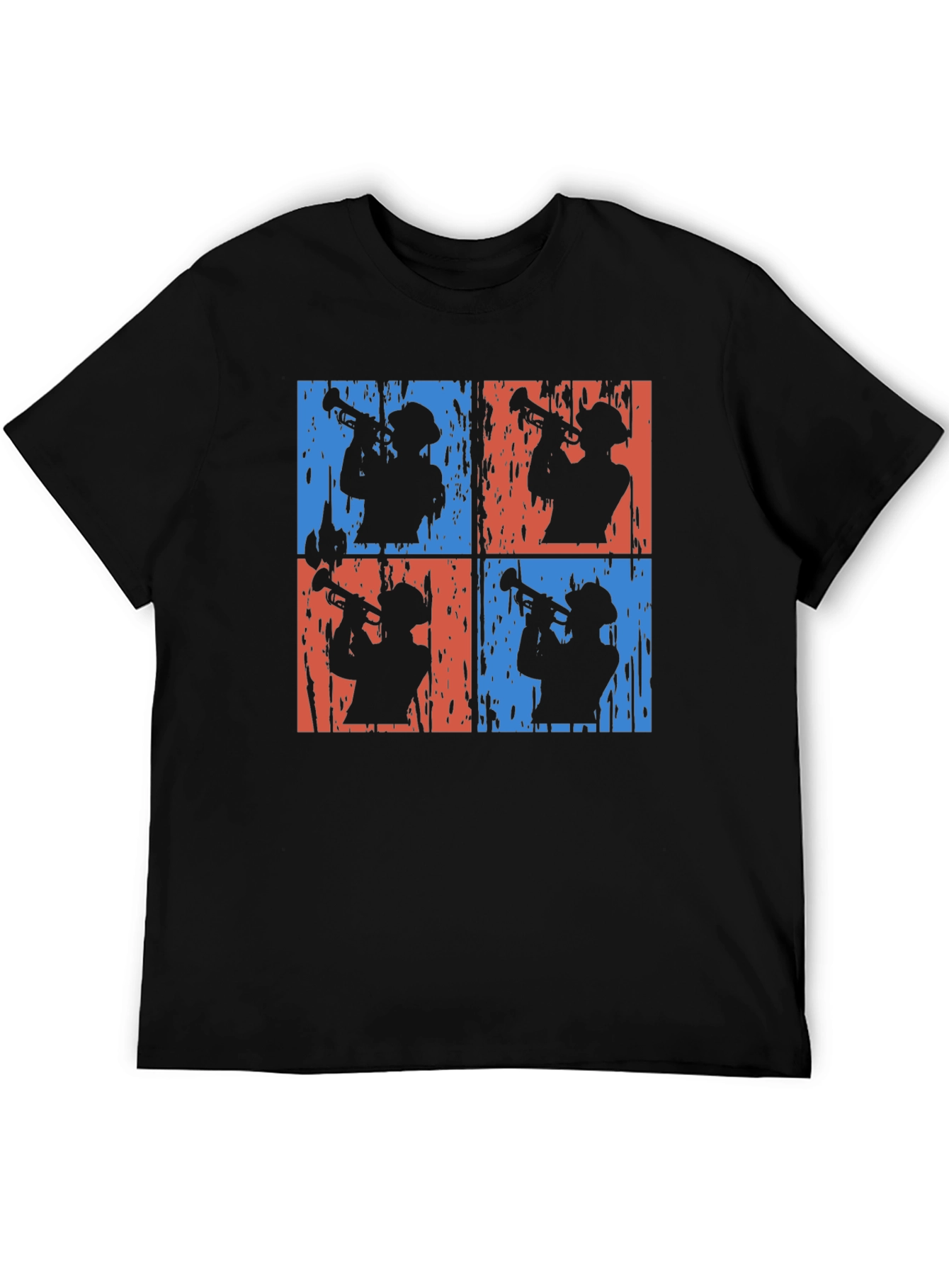 Retro Trumpet Player Graphic Tee - Black