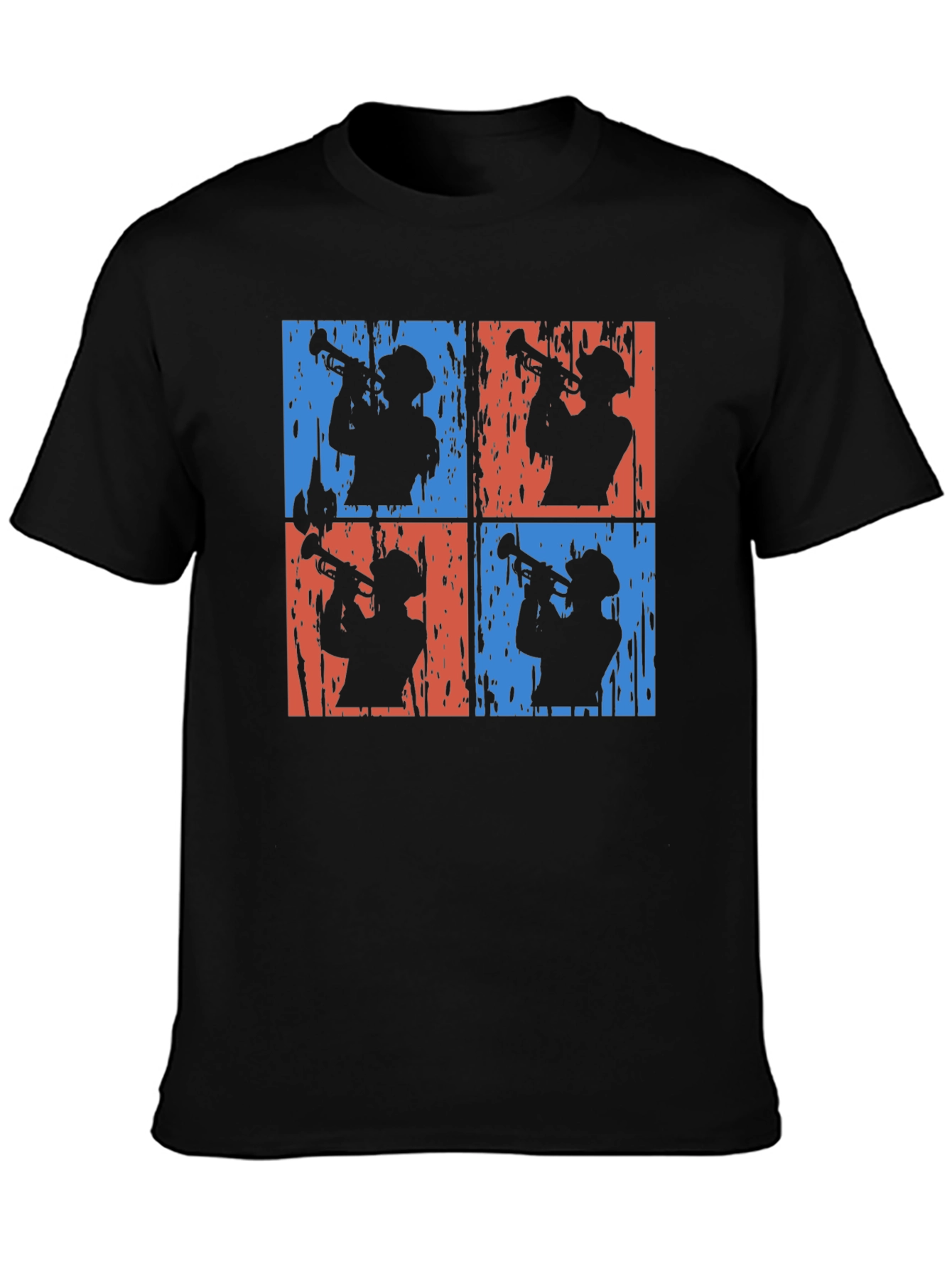 Retro Trumpet Player Graphic Tee - Black