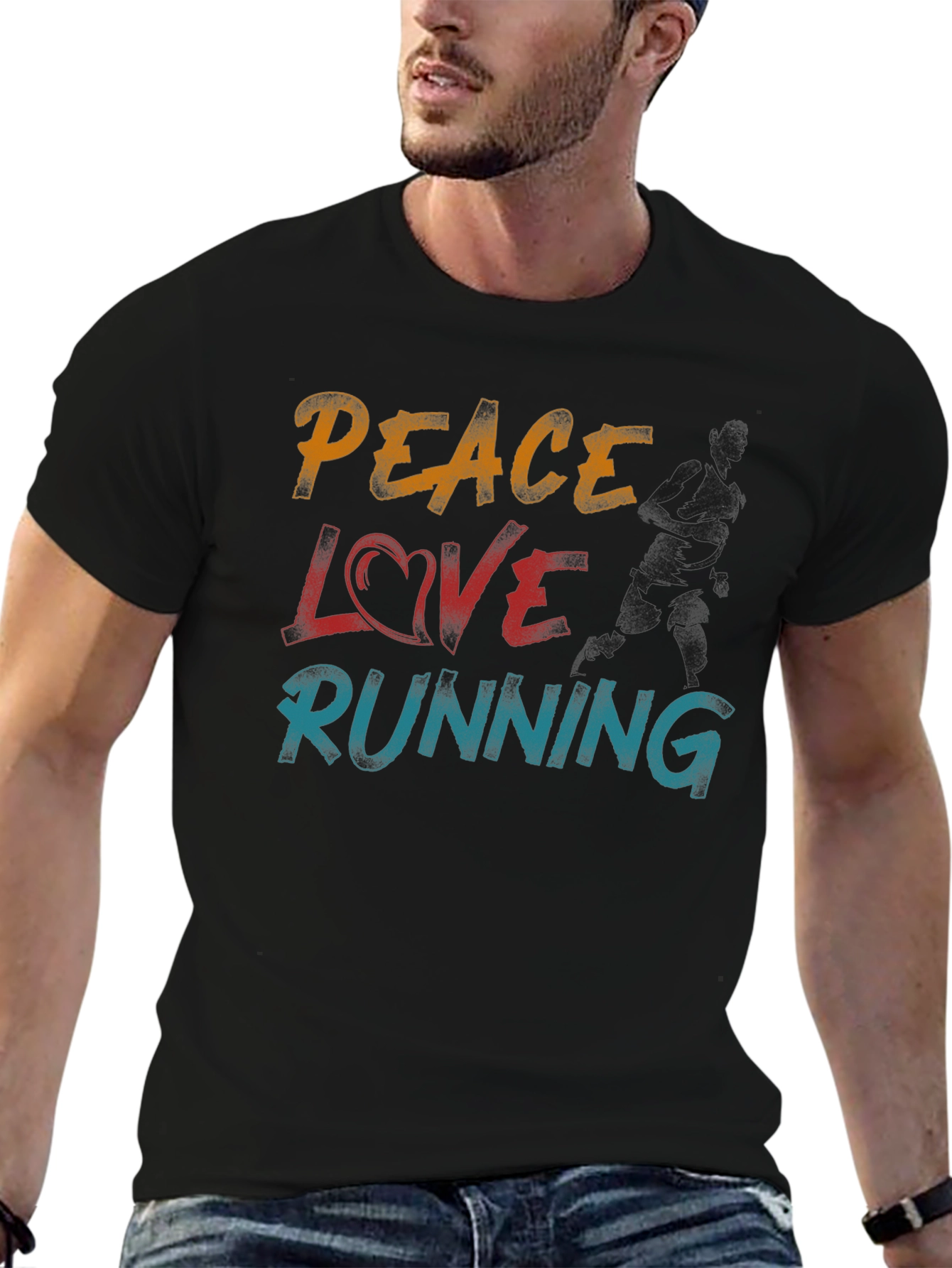 Peace Love Running Graphic T-Shirt