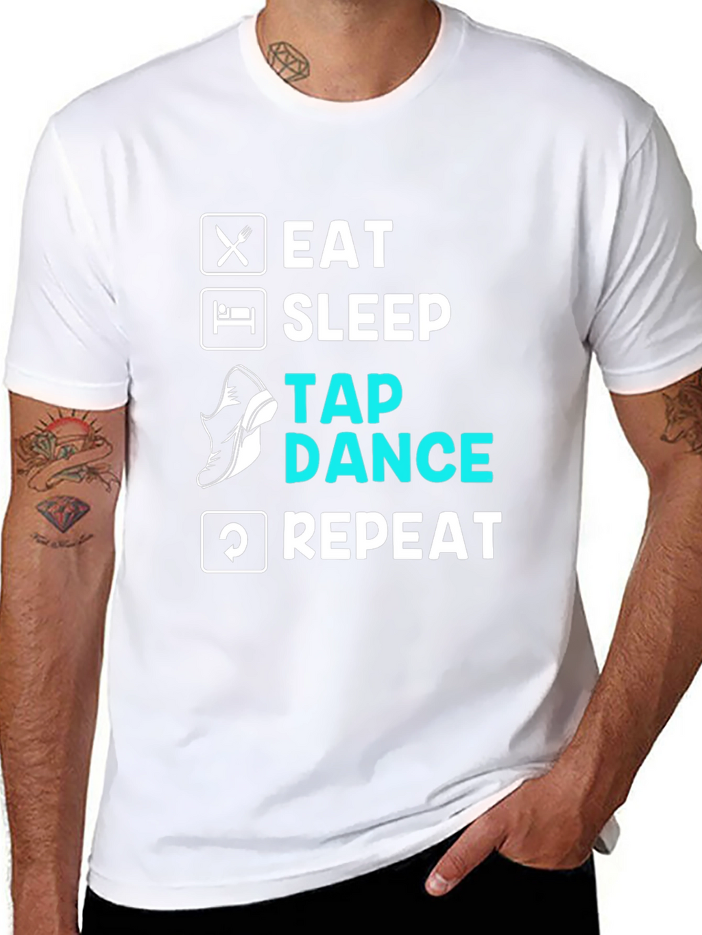 Eat Sleep Tap Dance Repeat Black T-Shirt