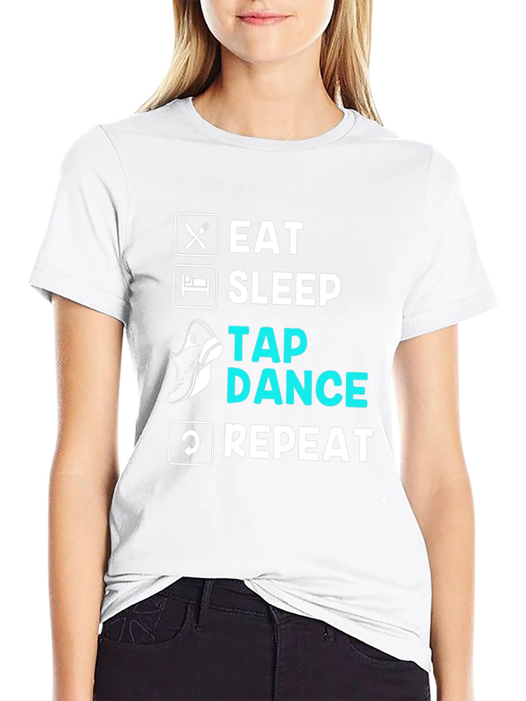 Eat Sleep Tap Dance Repeat Black T-Shirt