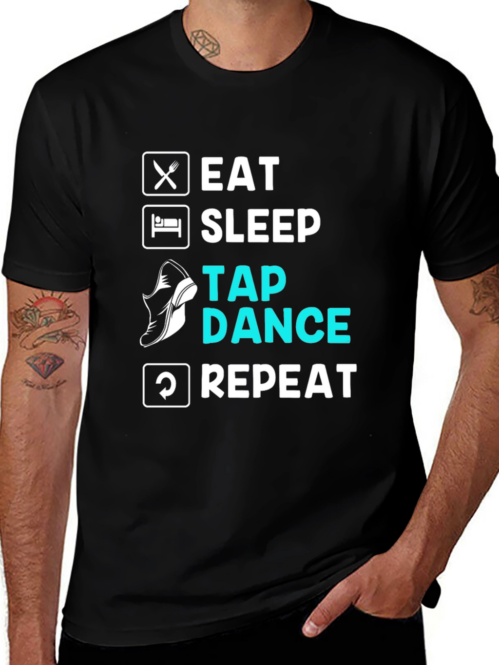 Eat Sleep Tap Dance Repeat Black T-Shirt