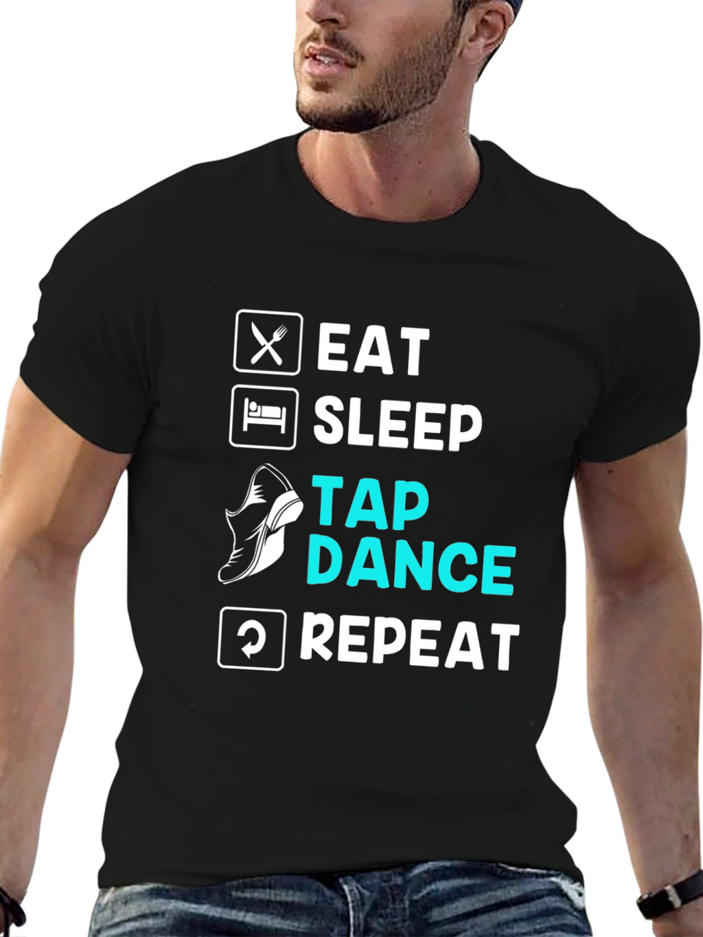 Eat Sleep Tap Dance Repeat Black T-Shirt